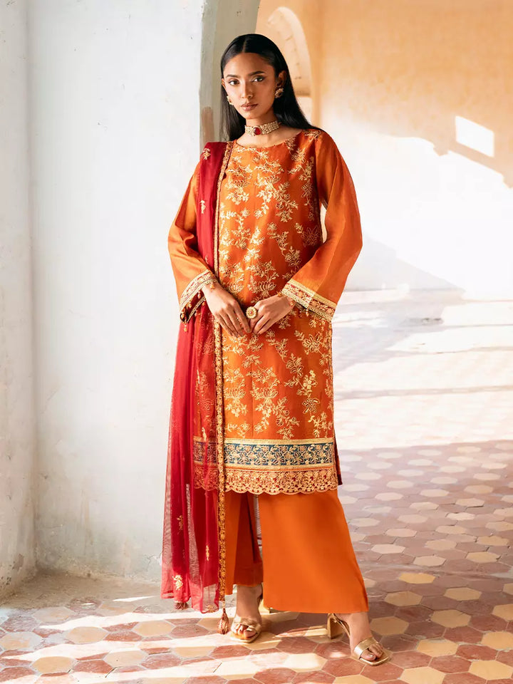 Salitex Unstitched Embroidered Cotton Silk 3 Piece Suit SUNW7JI111UT - Eid Collection