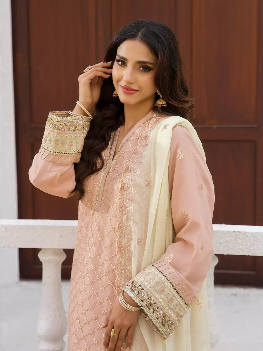 Salitex Unstitched Embroidered Chiffon 3 Piece Suit SUNW7CH114 - Festive Collection