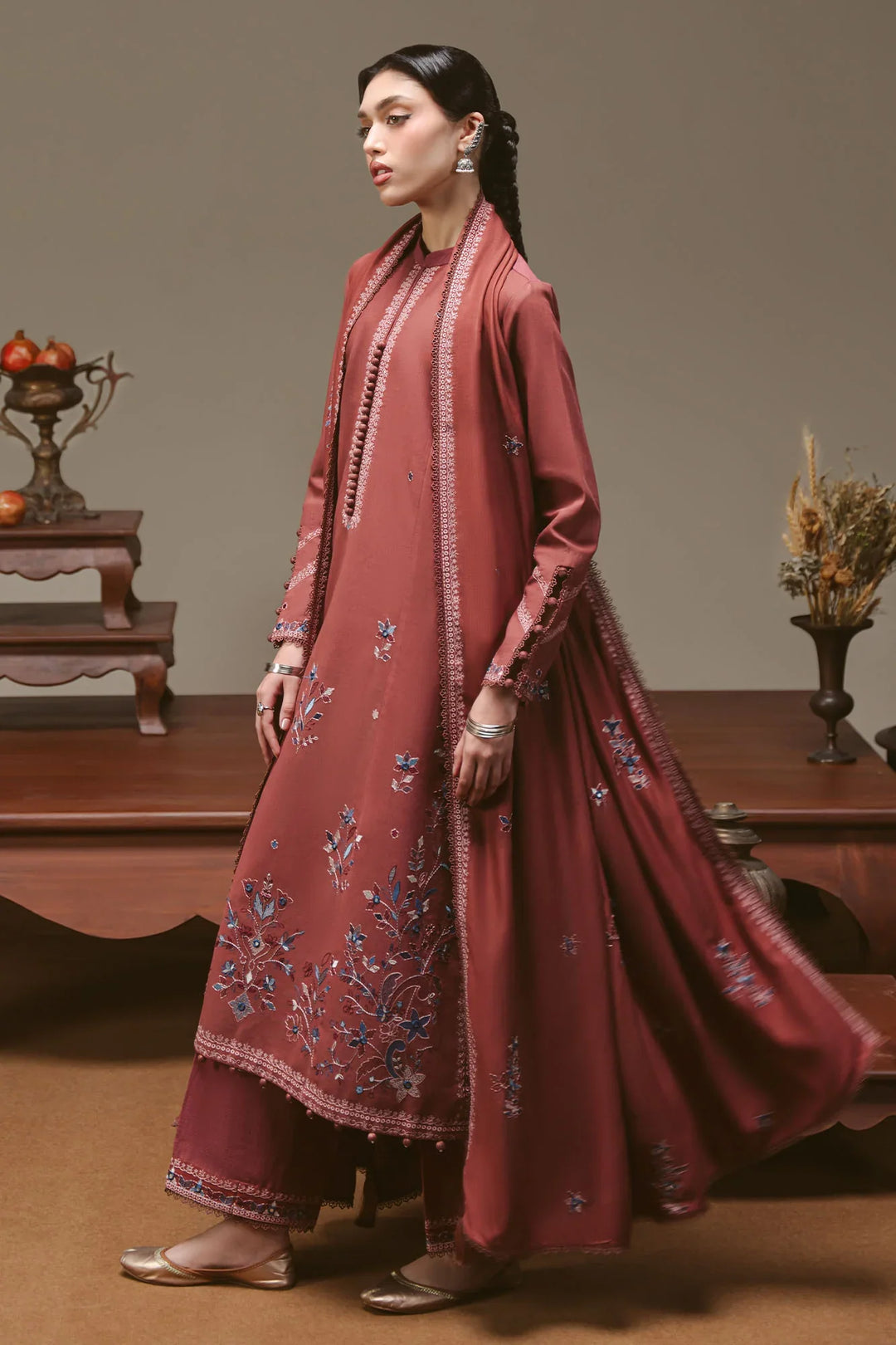 Cross Stitch Unstitched Embroidered Khaddar 3 Piece Suit CS26UW Amber Tapestry - Winter Collection