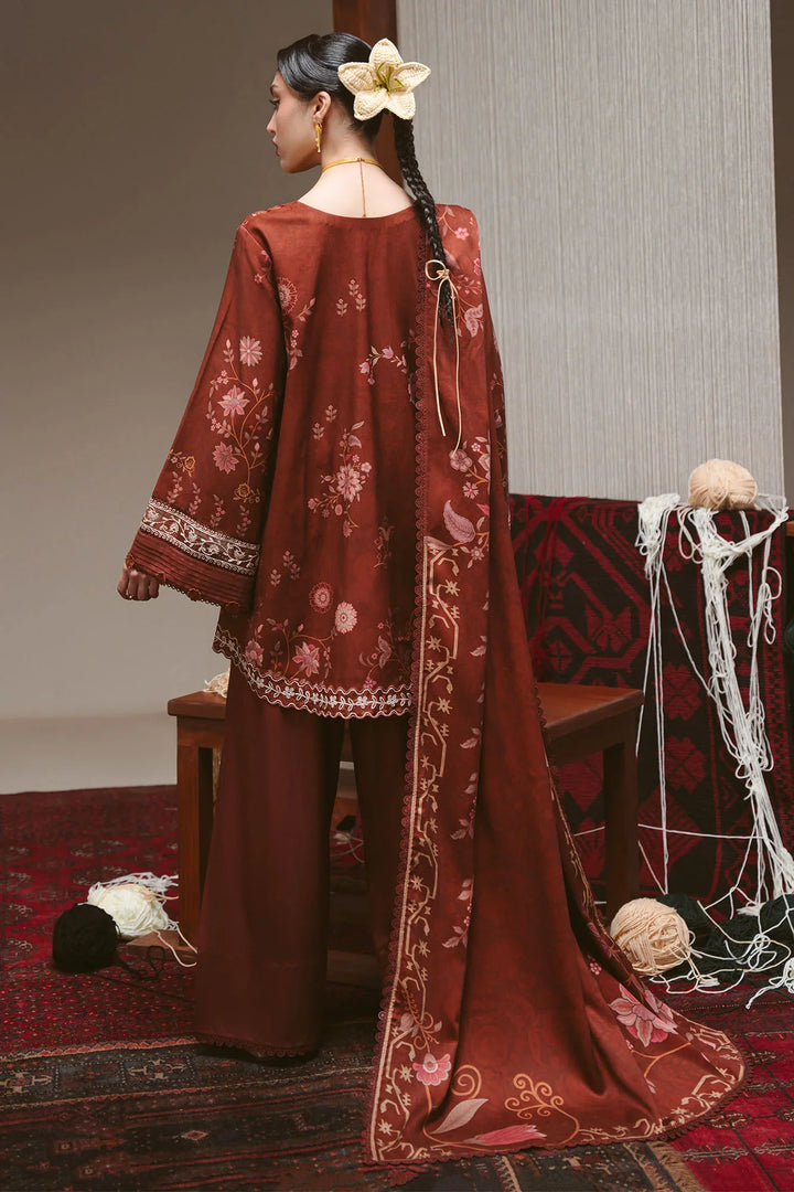 Cross Stitch Unstitched Printed Marina 3 Piece Suit CS26UW Sepia Grace  - Winter Collection