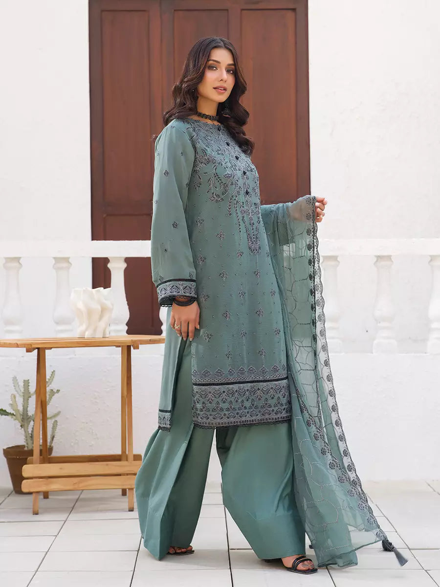 Salitex Unstitched Embroidered Chiffon 3 Piece Suit SUNW7CH112 - Festive Collection