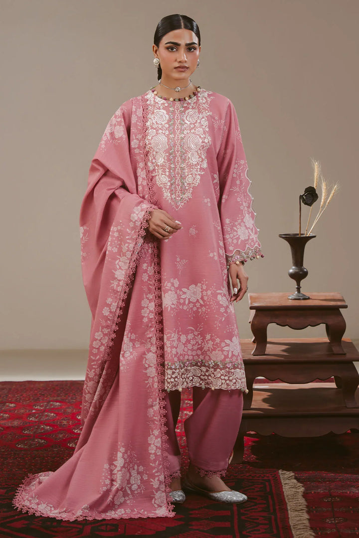 Cross Stitch Unstitched Printed Khaddar 3 Piece Suit CS26UW Pink Allure - Winter Collection