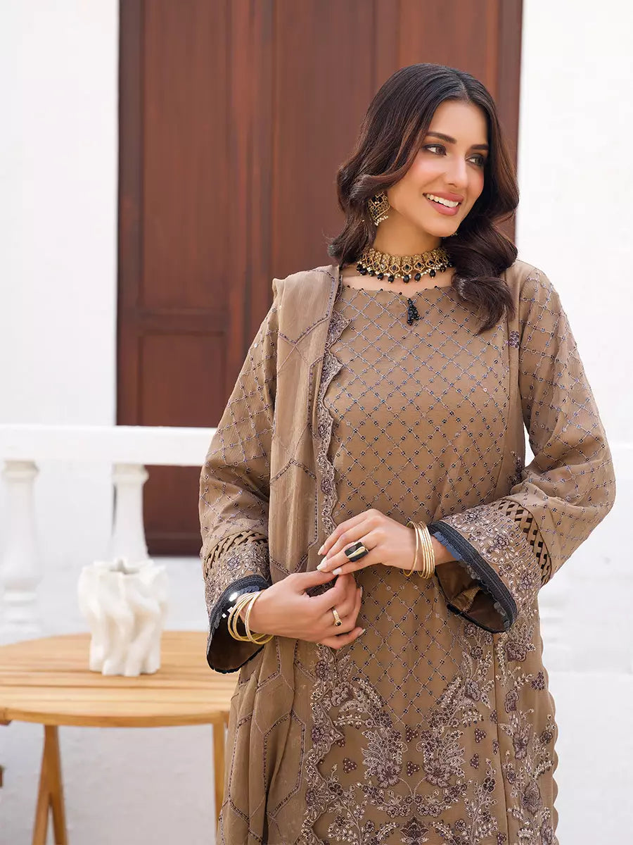 Salitex Unstitched Embroidered Chiffon 3 Piece Suit SUNW7CH099 - Festive Collection