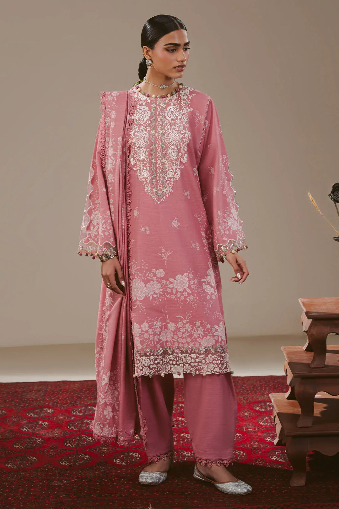 Cross Stitch Unstitched Printed Khaddar 3 Piece Suit CS26UW Pink Allure - Winter Collection