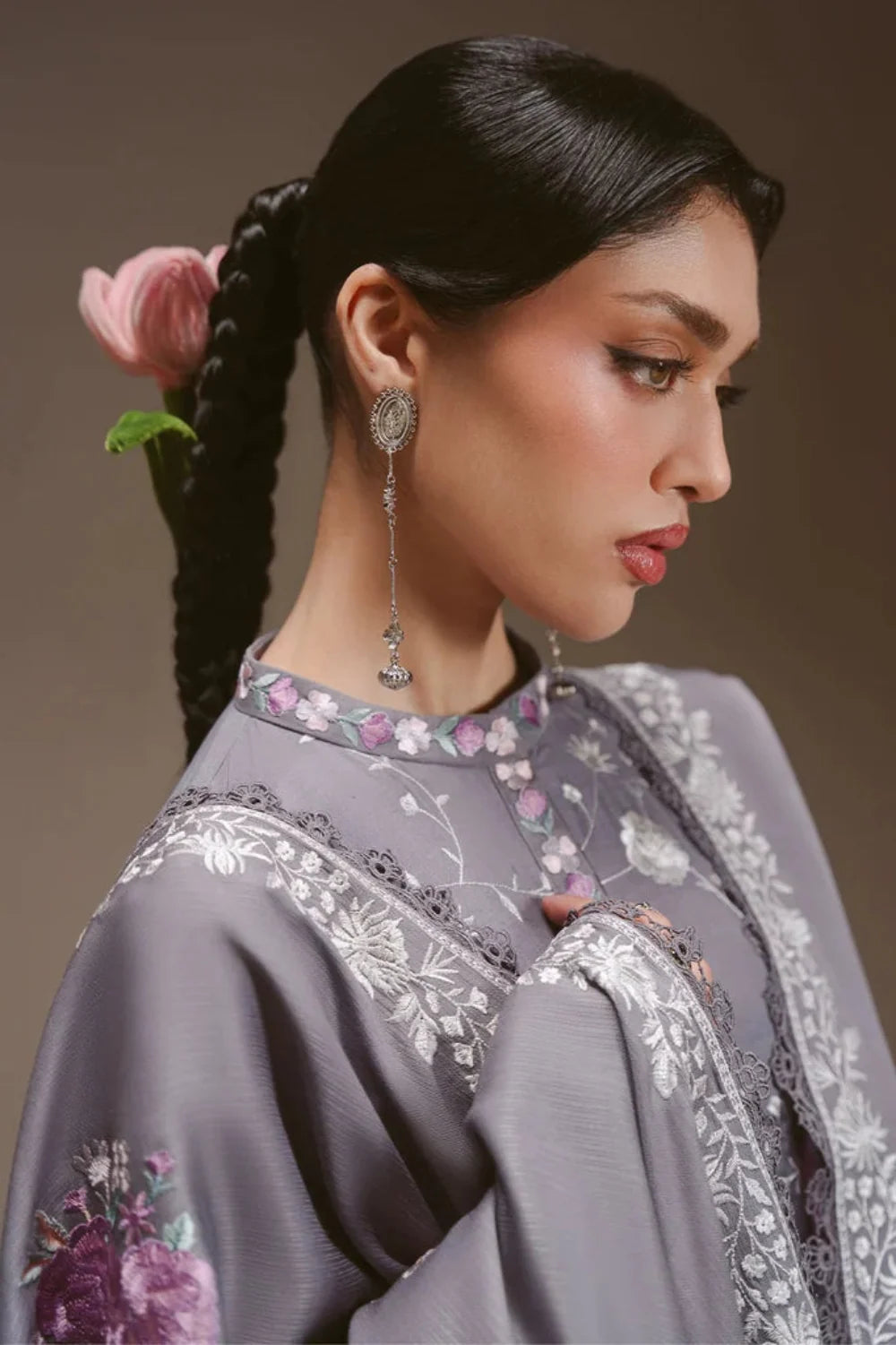 Cross Stitch Unstitched Embroidered Linen 3 Piece Suit CS26UW Violet Haze - Winter Collection