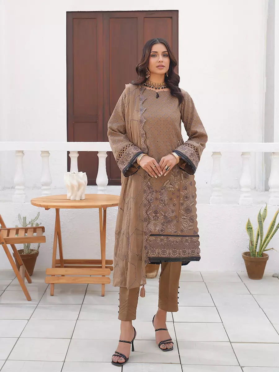 Salitex Unstitched Embroidered Chiffon 3 Piece Suit SUNW7CH099 - Festive Collection