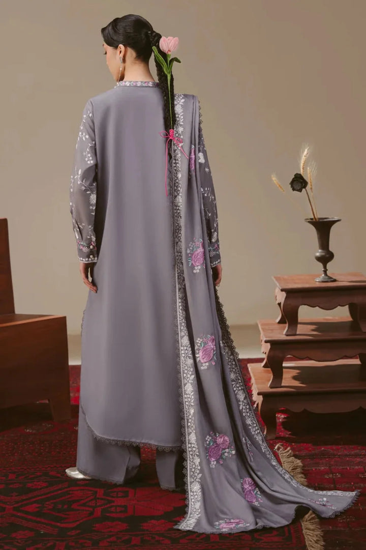 Cross Stitch Unstitched Embroidered Linen 3 Piece Suit CS26UW Violet Haze - Winter Collection