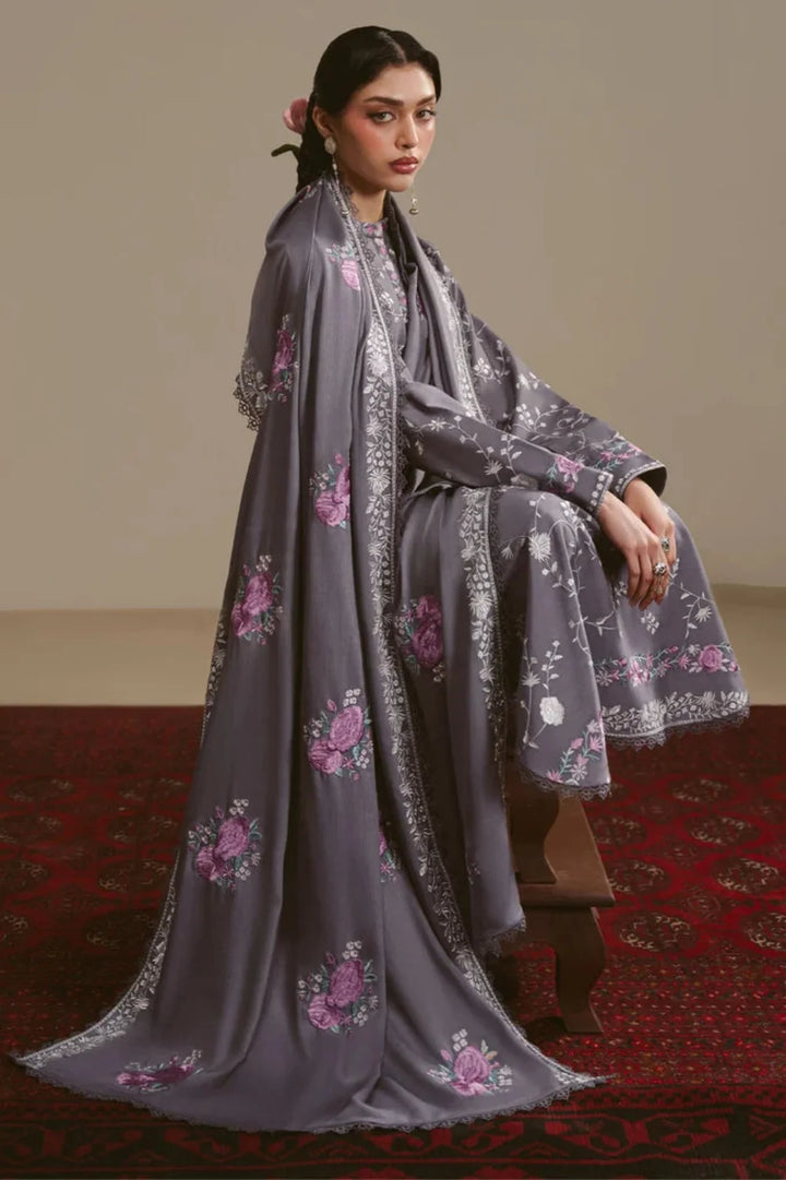 Cross Stitch Unstitched Embroidered Linen 3 Piece Suit CS26UW Violet Haze - Winter Collection