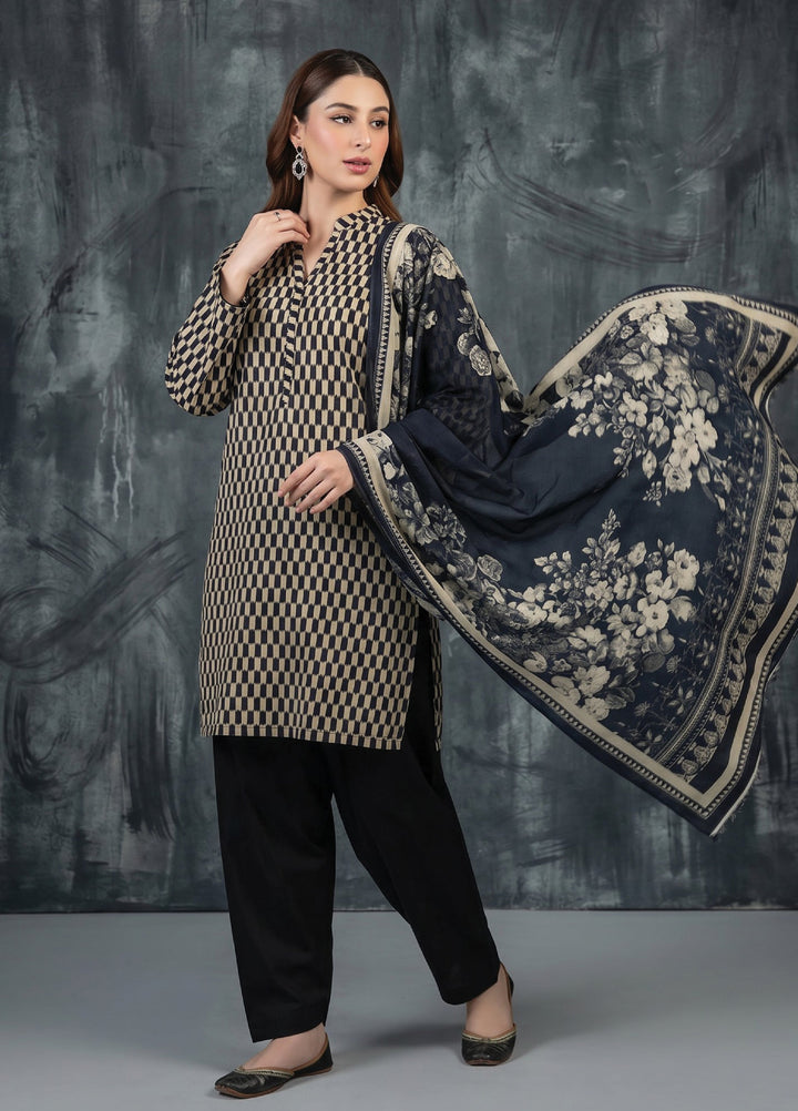 Black N White by Regalia Textiles Unstitched Printed Lawn 3 Piece Suit RG26UBNW D-10 - Casual Collection