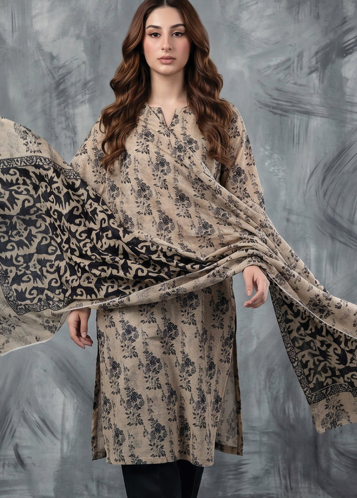 Black N White by Regalia Textiles Unstitched Printed Lawn 3 Piece Suit RG26UBNW D-09 - Casual Collection