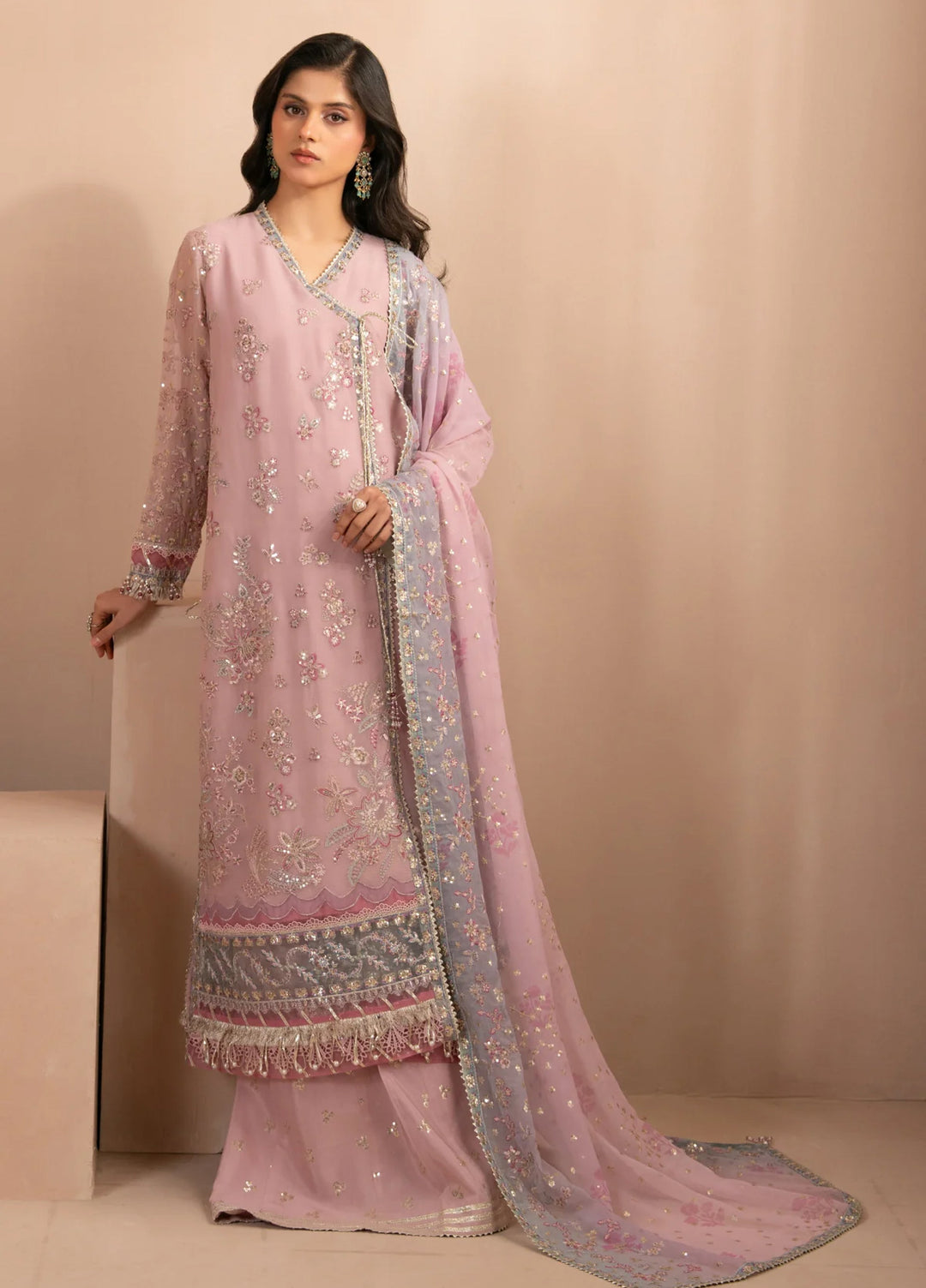 Zaeva by Xenia Formals Unstitched Embroidered Chiffon 3 Piece Suit XE26UZF D-01-FARIDA - Festive Collection