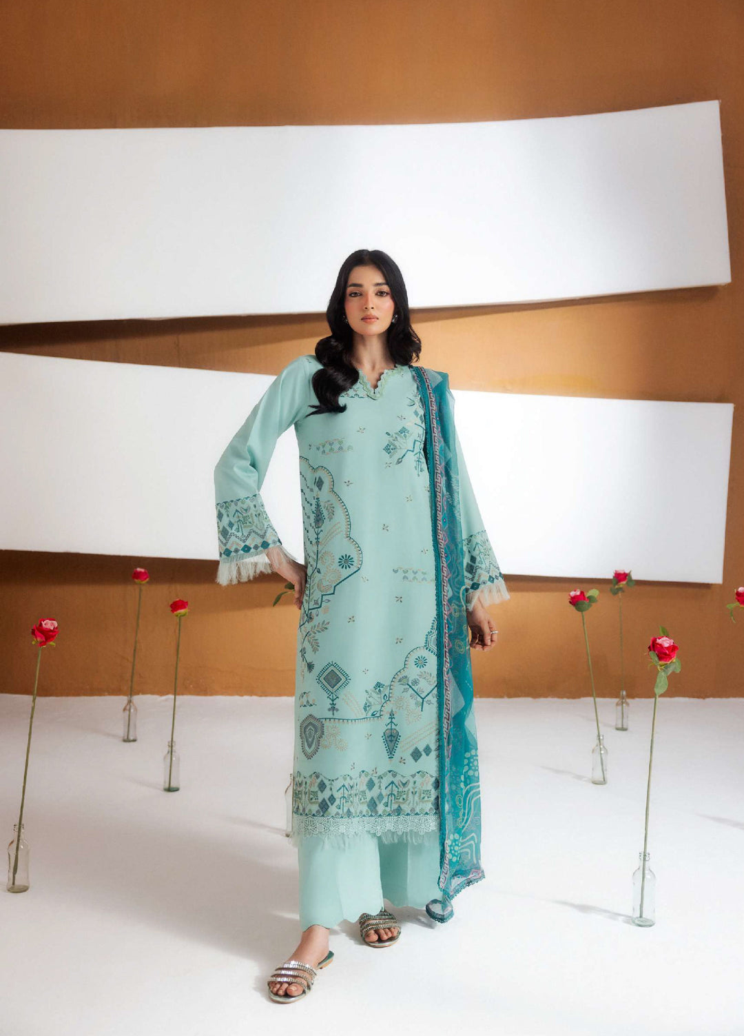 Intermiz Zync by Florent Unstitched Embroidered Viscose 3 Piece Suit FL26UIZ FZ-4A - Casual Collection