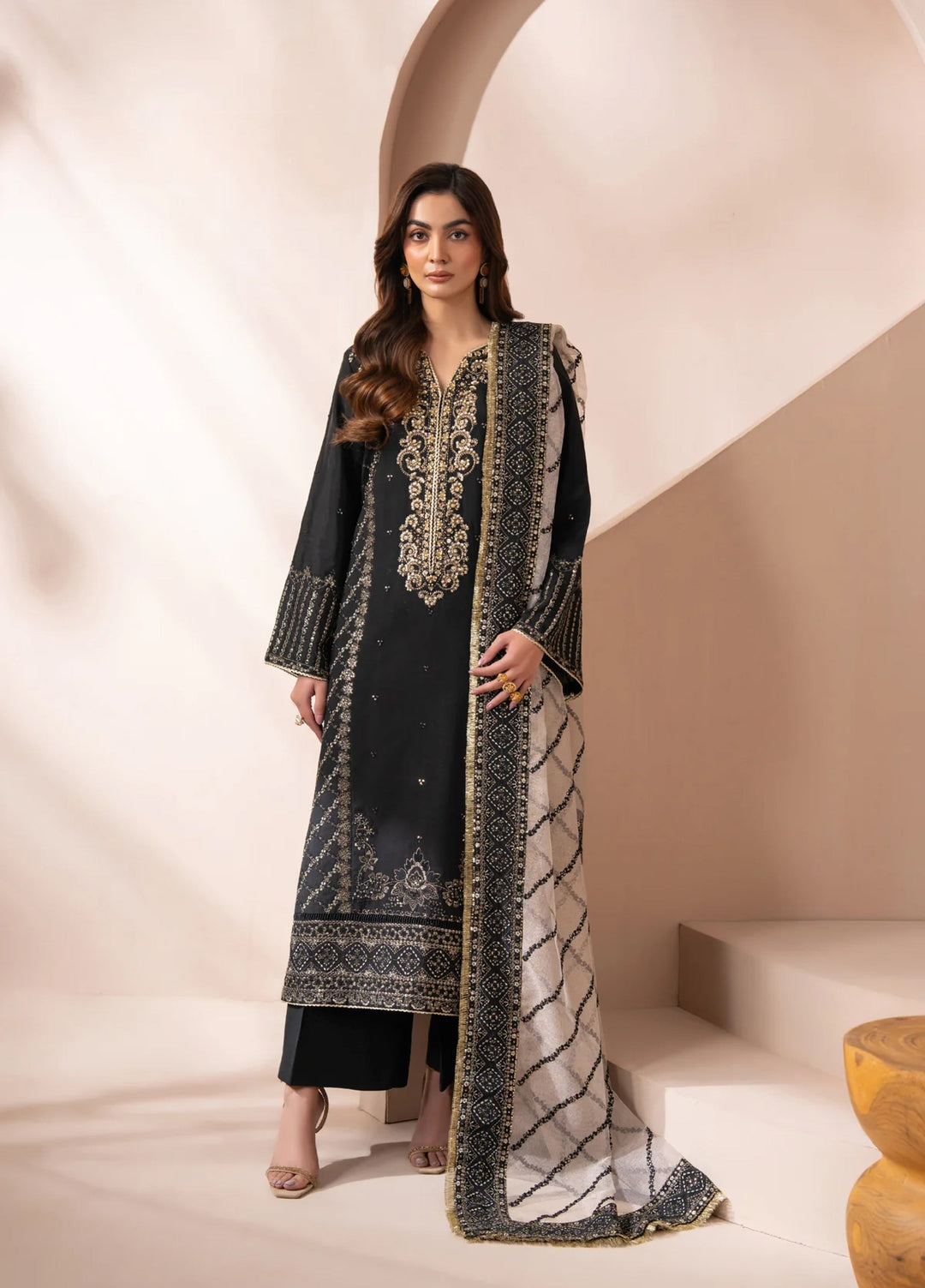 Zaeva by Xenia Formals Unstitched Embroidered Raw Silk 3 Piece Suit XE26UZF D-06-AYANEH - Festive Collection