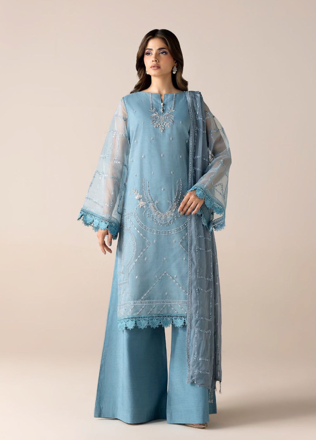 Aura by Zebtan RTW Embroidered Organza 3 Piece Suit ZB26UAL A-06 - Festive Collection