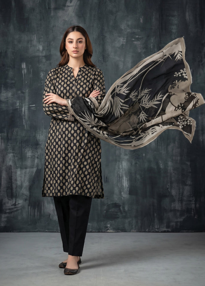 Black N White by Regalia Textiles Unstitched Printed Lawn 3 Piece Suit RG26UBNW D-08 - Casual Collection