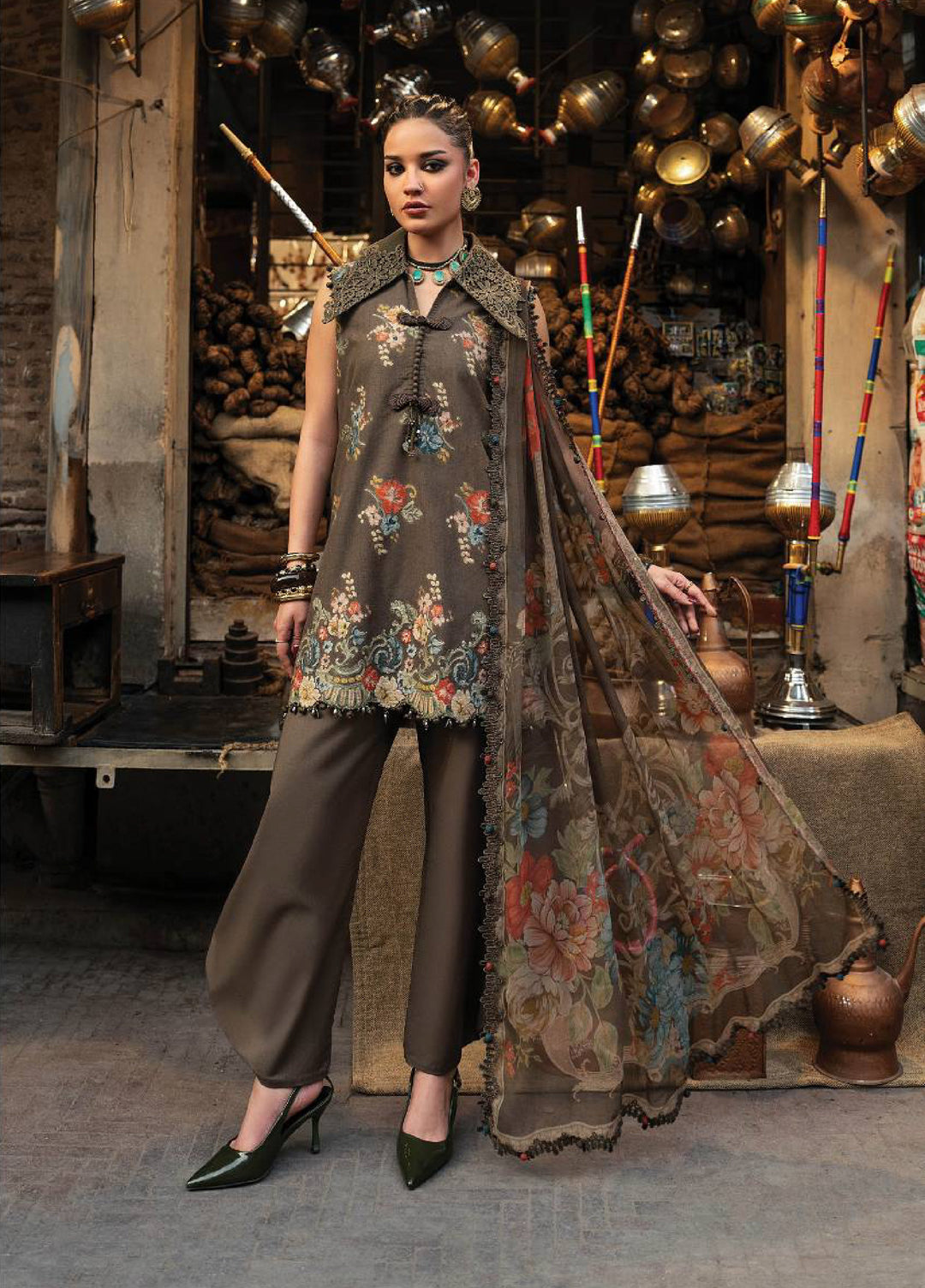 M Prints by Maria B Unstitched Embossed Cambric 3 Piece Suit MB26UPC 3B - Casual Collection