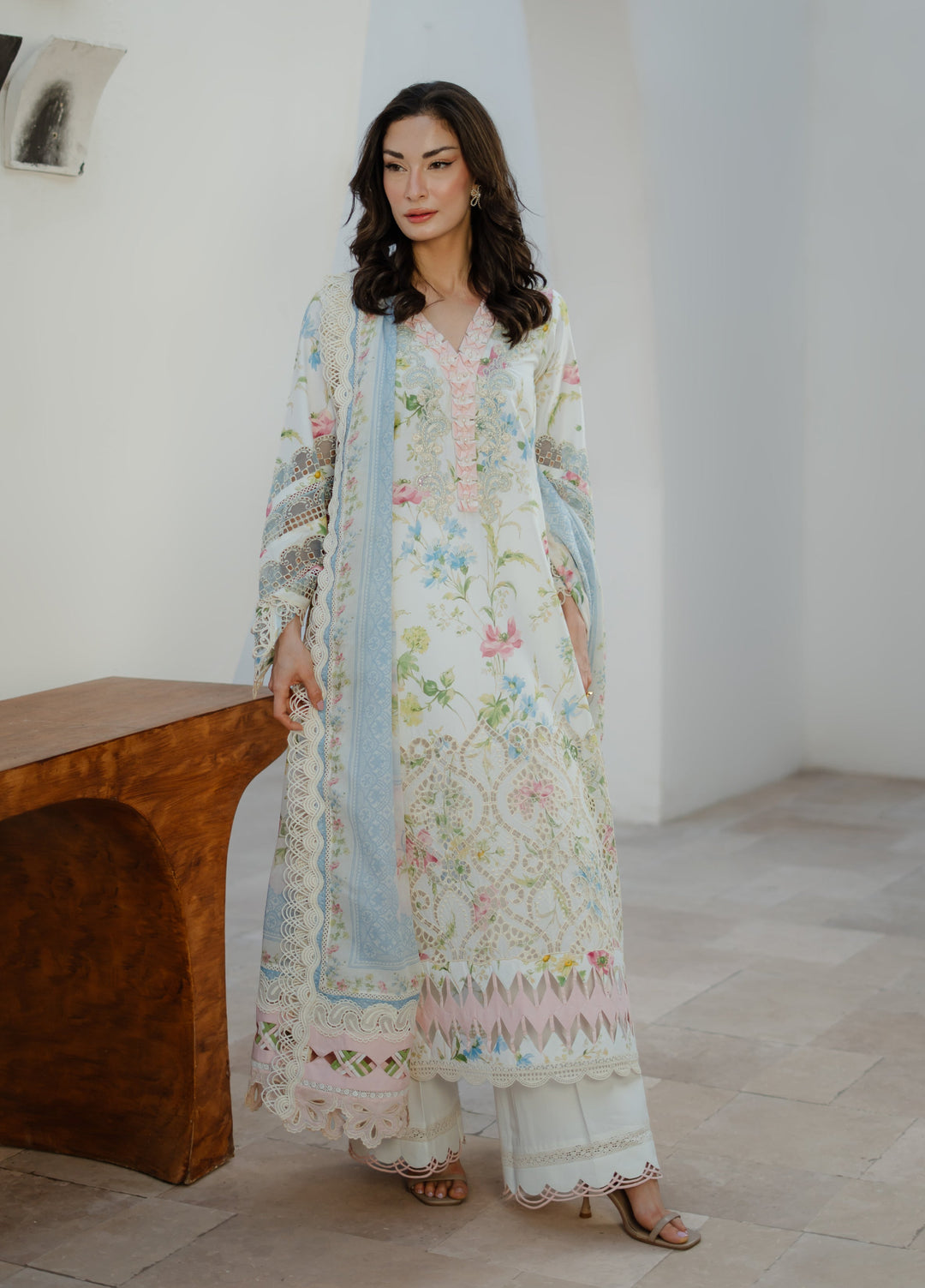 Summer Dream by Manara Unstitched Embroidered Lawn 3 Piece Suit MN26USDL White Gaura -07 - Casual Collection