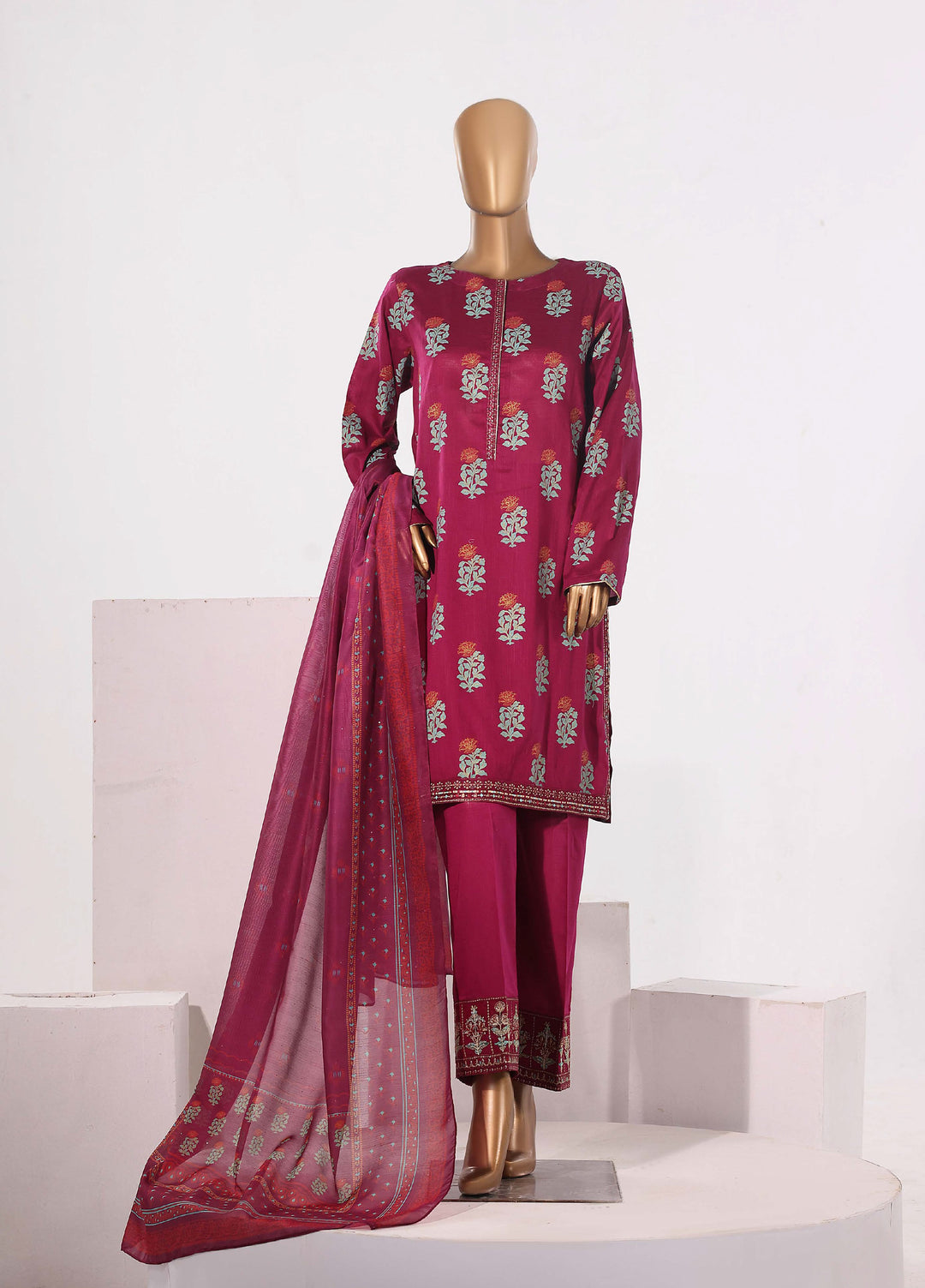 Block and Bloom by HZ Textiles RTW Embroidered Cotton 3 Piece Suit HZ26PCB SBE-007-3P - Casual Collection