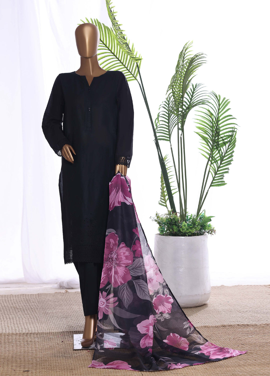 HZ Textiles Women RTW Chikankari Organza 3 Piece Suit HZ26POF CSE-3P-221 - Festive Collection