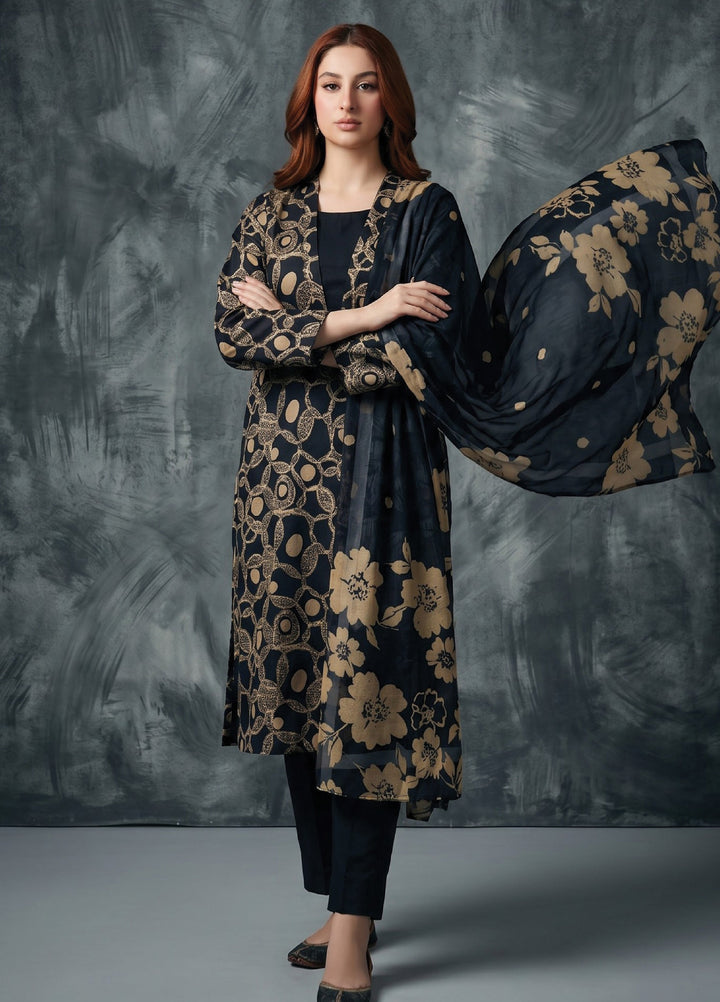 Black N White by Regalia Textiles Unstitched Printed Lawn 3 Piece Suit RG26UBNW D-04 - Casual Collection