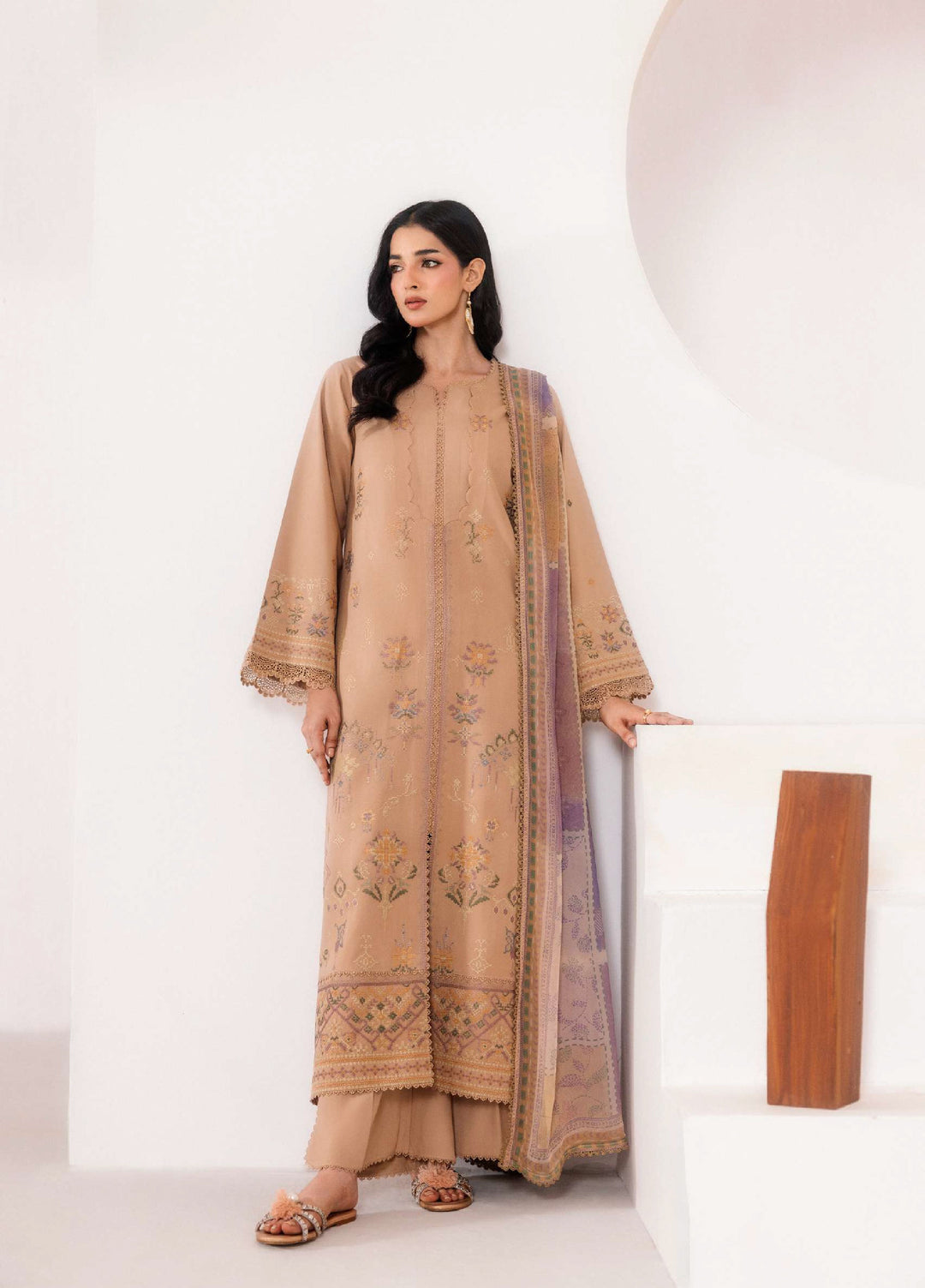 Intermiz Zync by Florent Unstitched Embroidered Viscose 3 Piece Suit FL26UIZ FZ-3A - Casual Collection