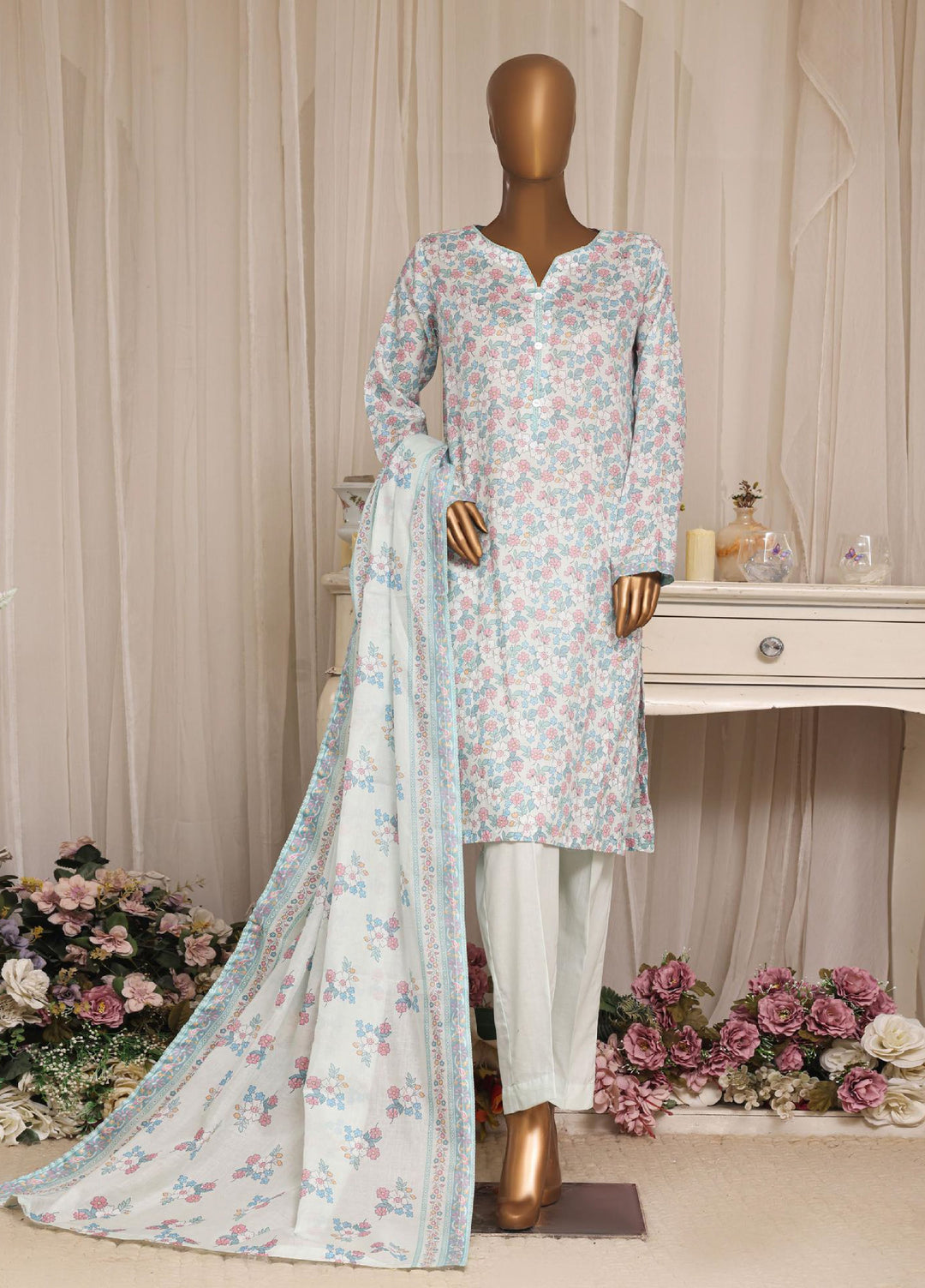 HZ Textiles RTW Printed Lawn 3 Piece Suit HZ26PPL LPT-3P-2608 - Casual Collection