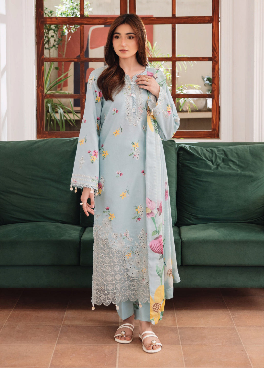 Summer Breeze by Humdum Unstitched Embroidered Lawn 3 Piece Suit HD26ULSB D-08 - Casual Collection