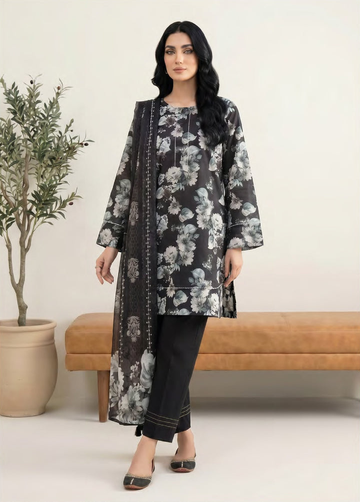 Monochrome by Lakhany Unstitched Printed Lawn 3 Piece Suit LSM26ULM Lakhany LG-RL-0479 - Casual Collection