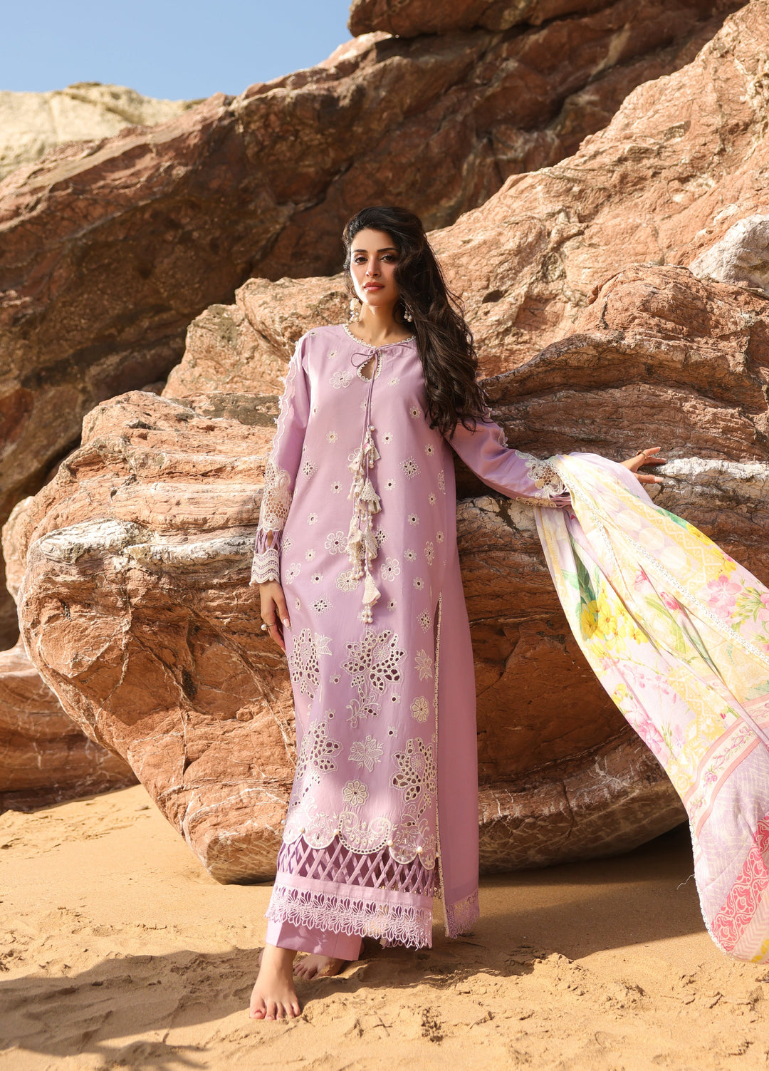 Summer Dream by Manara Unstitched Embroidered Lawn 3 Piece Suit MN26USDL Lavender Dream-09 - Casual Collection