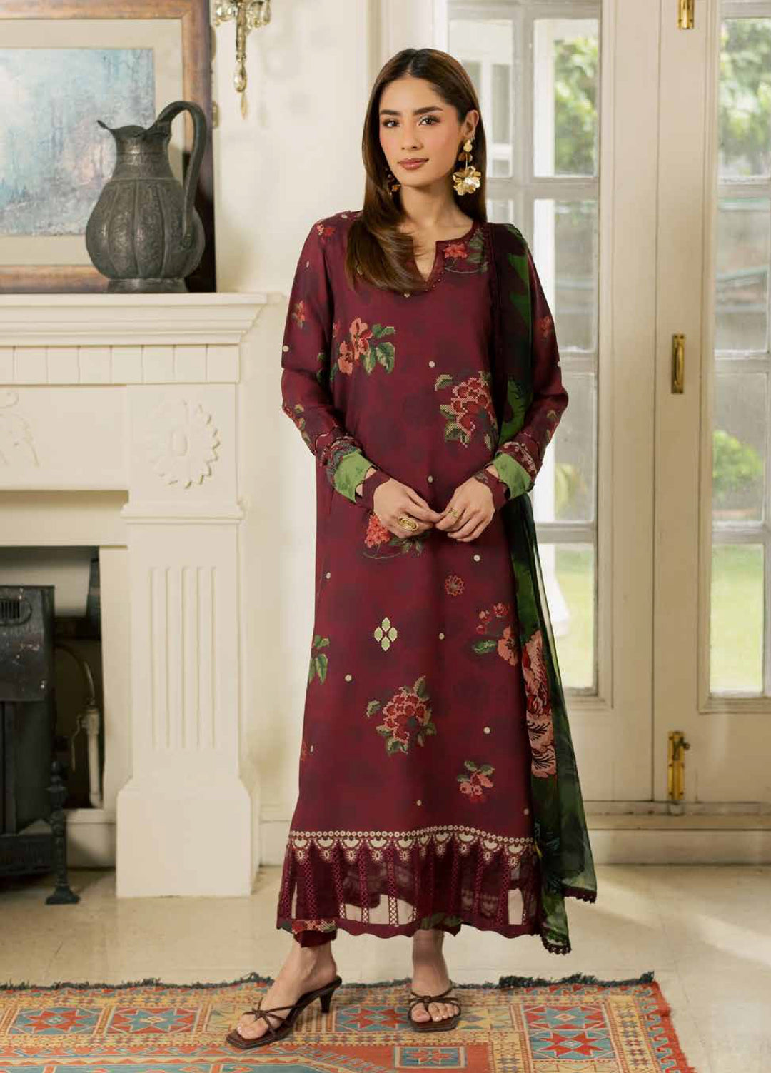 Signature Prints by Nureh Unstitched Printed Viscose Slub 3 Piece Suit NU26UVS SP-212 - Winter Collection