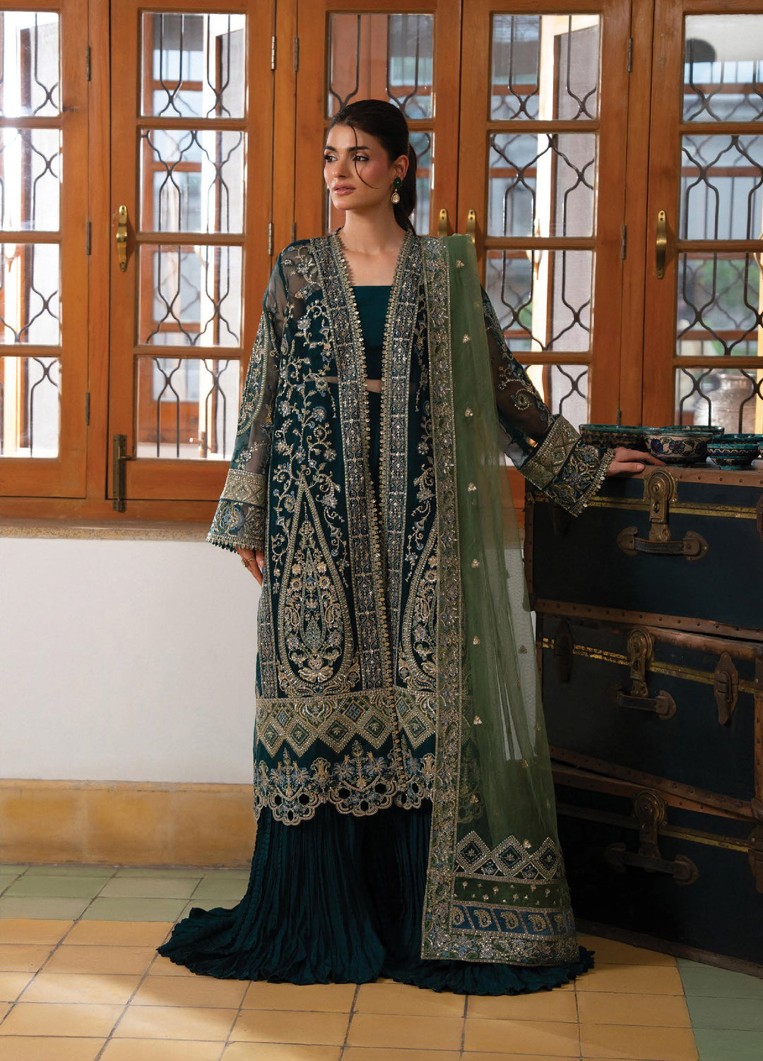 Pehli Nazar by Ayzel Unstitched Embroidered Organza 3 Piece Suit AAF26UPN Mayal AYZ-0163 - Wedding Collection