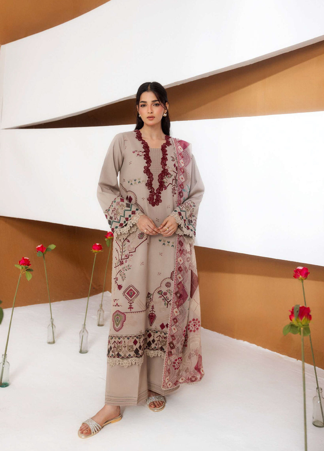 Intermiz Zync by Florent Unstitched Embroidered Viscose 3 Piece Suit FL26UIZ FZ-4B - Casual Collection
