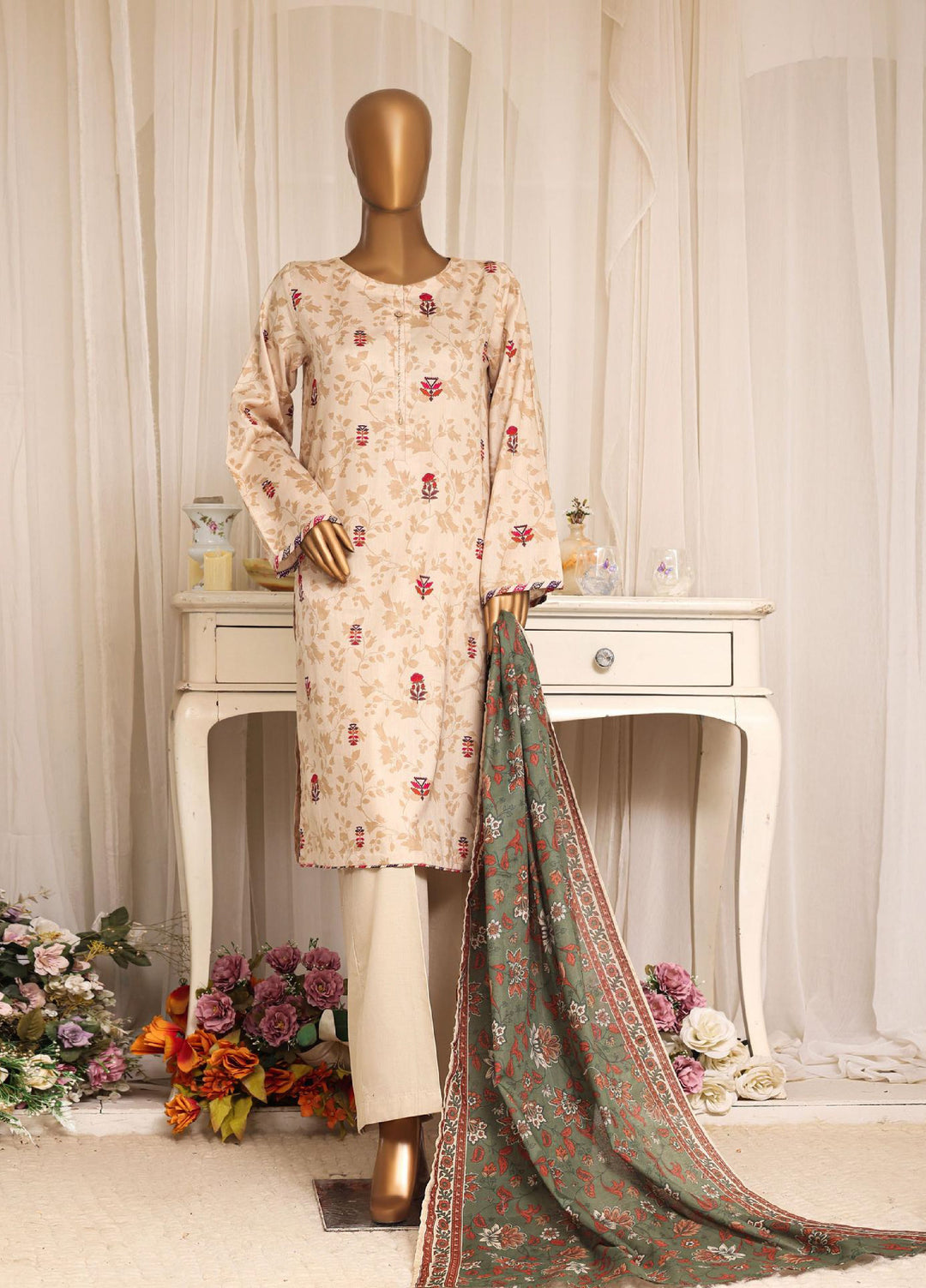 HZ Textiles RTW Printed Lawn 3 Piece Suit HZ26PPL LPT-3P-2610 - Casual Collection