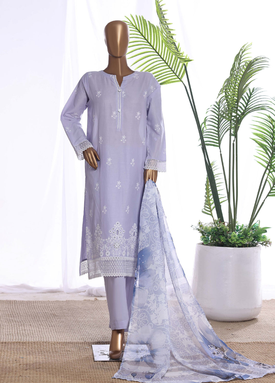 HZ Textiles Women RTW Chikankari Organza 3 Piece Suit HZ26POF CSE-3P-223 - Festive Collection