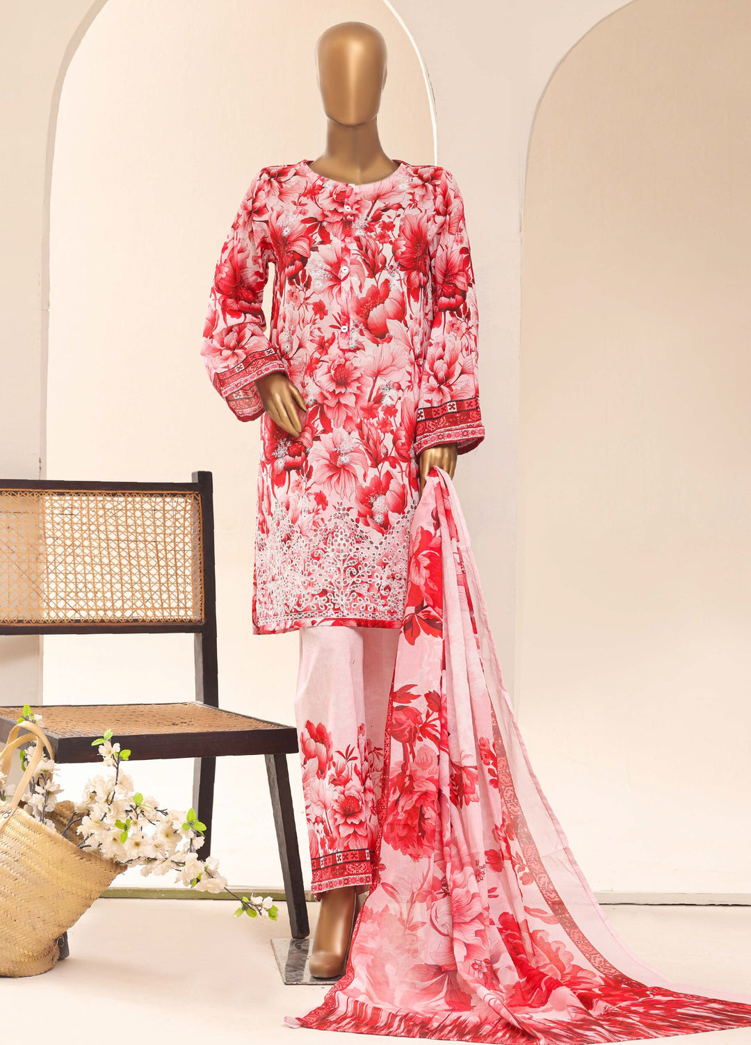 HZ Textiles RTW Printed Lawn 3 Piece Suit HZ26PPL LPE-3P-065 - Casual Collection