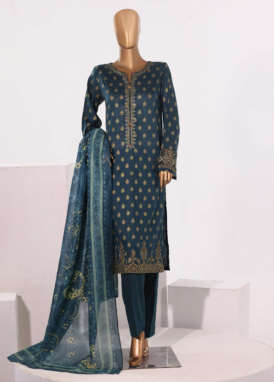 Block and Bloom by HZ Textiles RTW Embroidered Cotton 3 Piece Suit HZ26PCB SBE-005-3P - Casual Collection