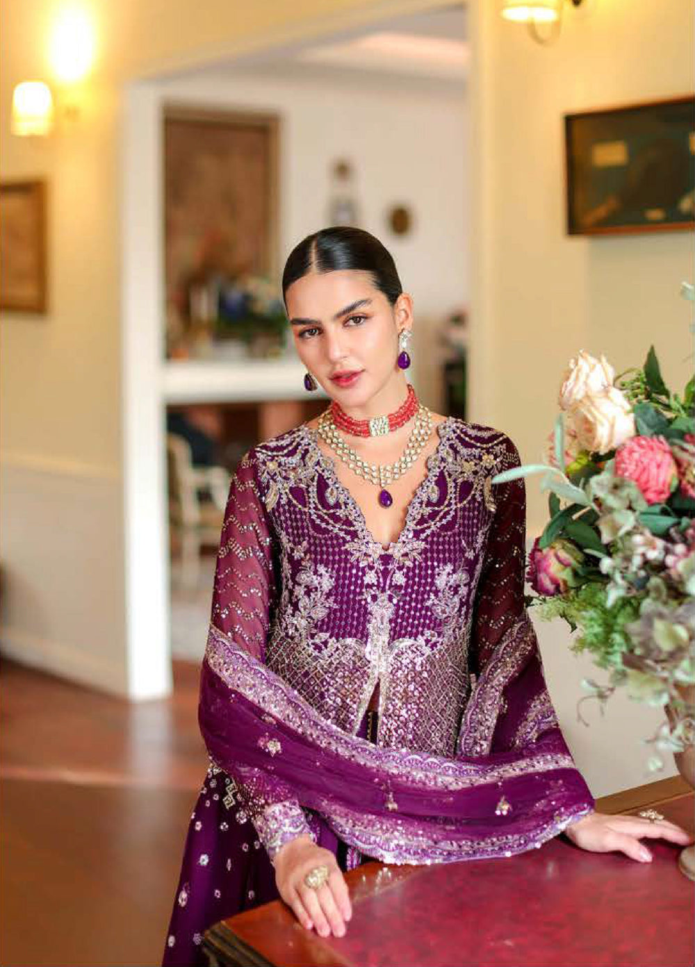Whispers of Grace by Roheenaz Unstitched Embroidered Chiffon 3 Piece Suit RN26UWG Selen RUNCH260204 - Wedding Collection