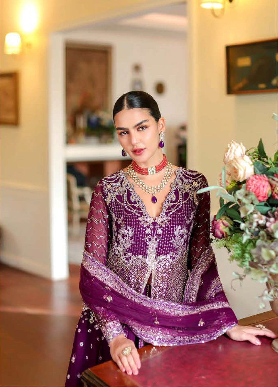 Whispers of Grace by Roheenaz Unstitched Embroidered Chiffon 3 Piece Suit RN26UWG Selen RUNCH260204 - Wedding Collection