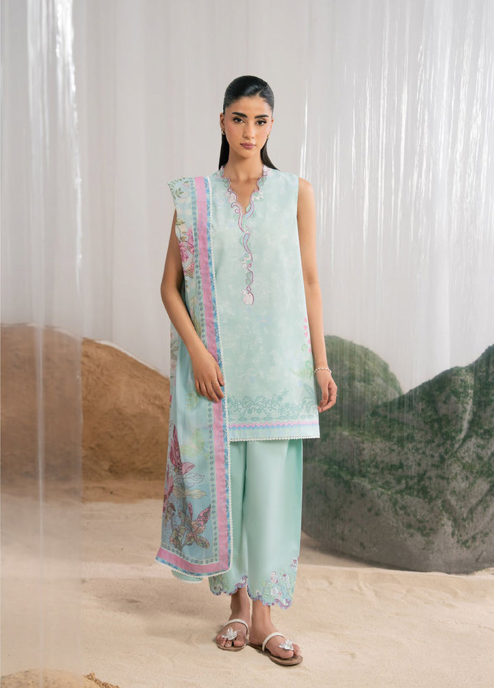 Nysa by Seran Unstitched Printed Cambric 3 Piece Suit SN26UNC MENTHE D-03 - Casual Collection