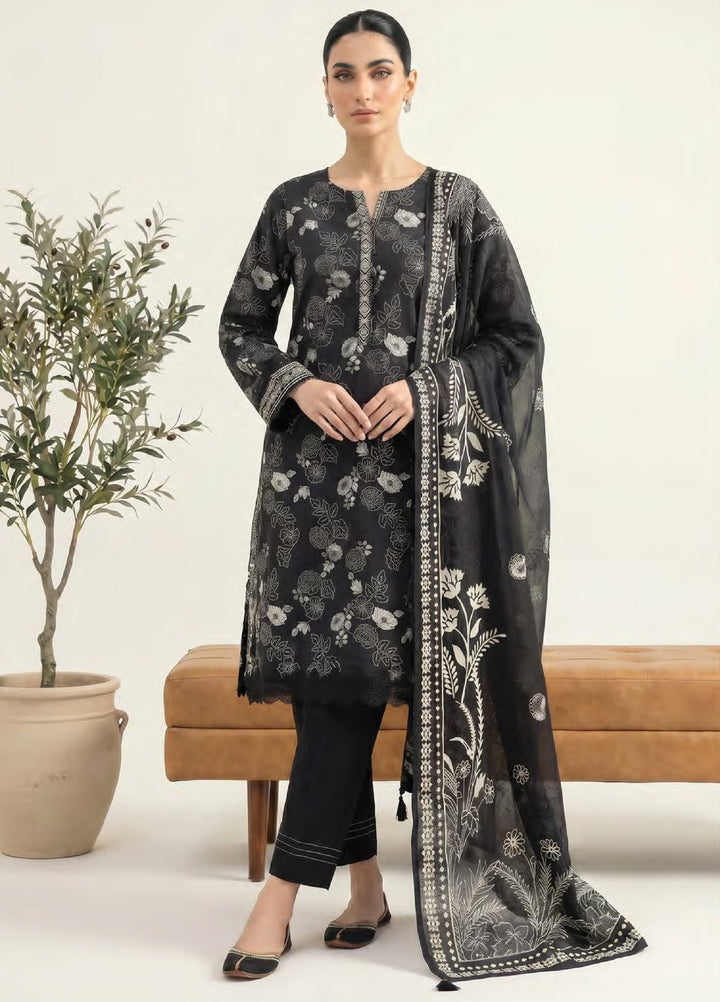 Monochrome by Lakhany Unstitched Printed Lawn 3 Piece Suit LSM26ULM Lakhany LG-UB-0383 - Casual Collection