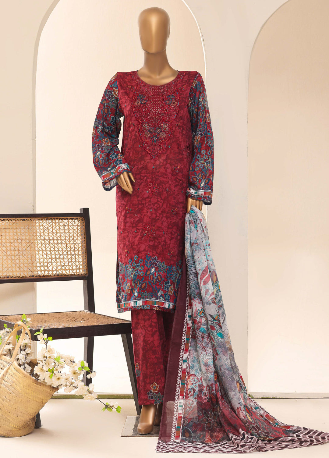HZ Textiles RTW Printed Lawn 3 Piece Suit HZ26PPL LPE-3P-068 - Casual Collection