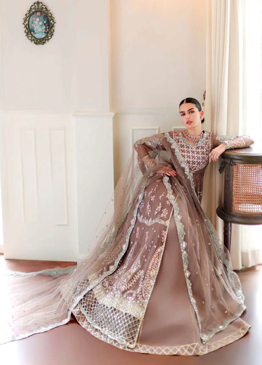 Whispers of Grace by Roheenaz Unstitched Embroidered Chiffon 3 Piece Suit RN26UWG Maeve RUNCH260203 - Wedding Collection