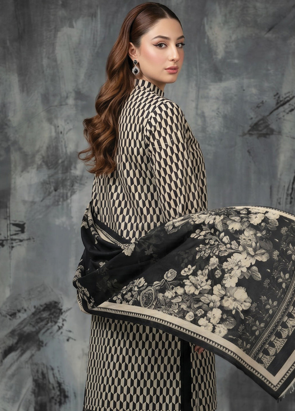 Black N White by Regalia Textiles Unstitched Printed Lawn 3 Piece Suit RG26UBNW D-10 - Casual Collection