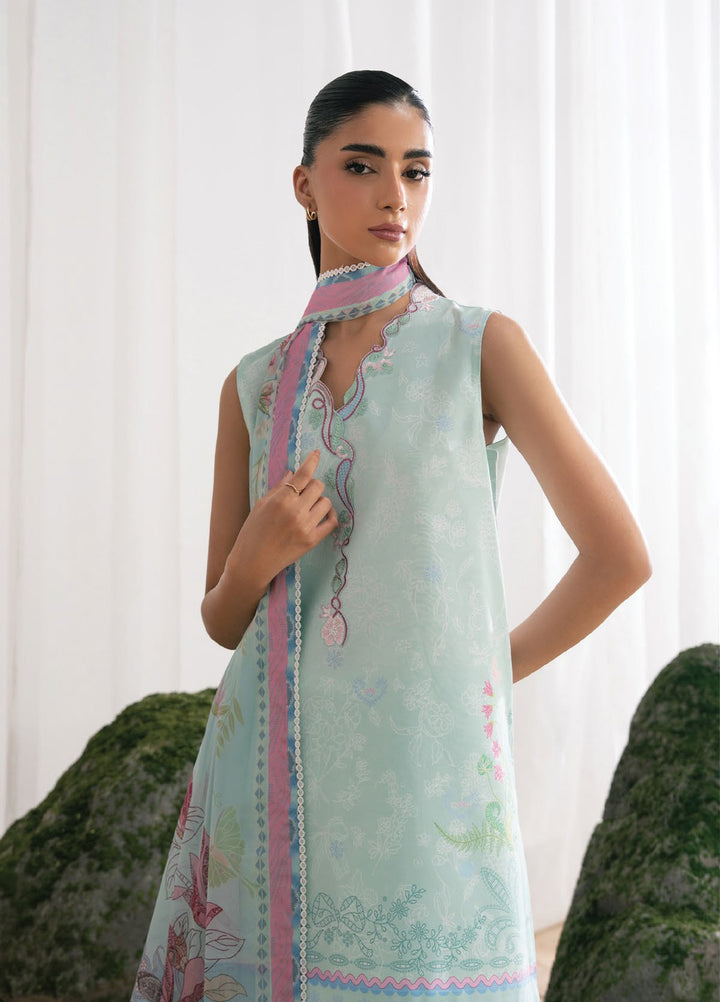 Nysa by Seran Unstitched Printed Cambric 3 Piece Suit SN26UNC MENTHE D-03 - Casual Collection