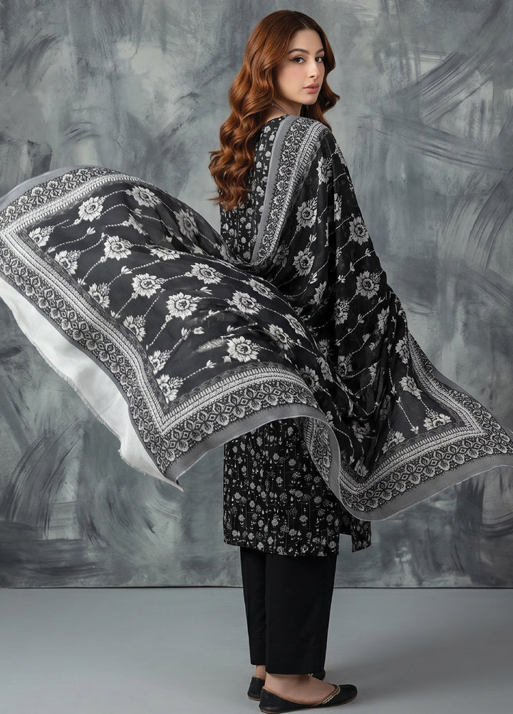 Black N White by Regalia Textiles Unstitched Printed Lawn 3 Piece Suit RG26UBNW D-03 - Casual Collection