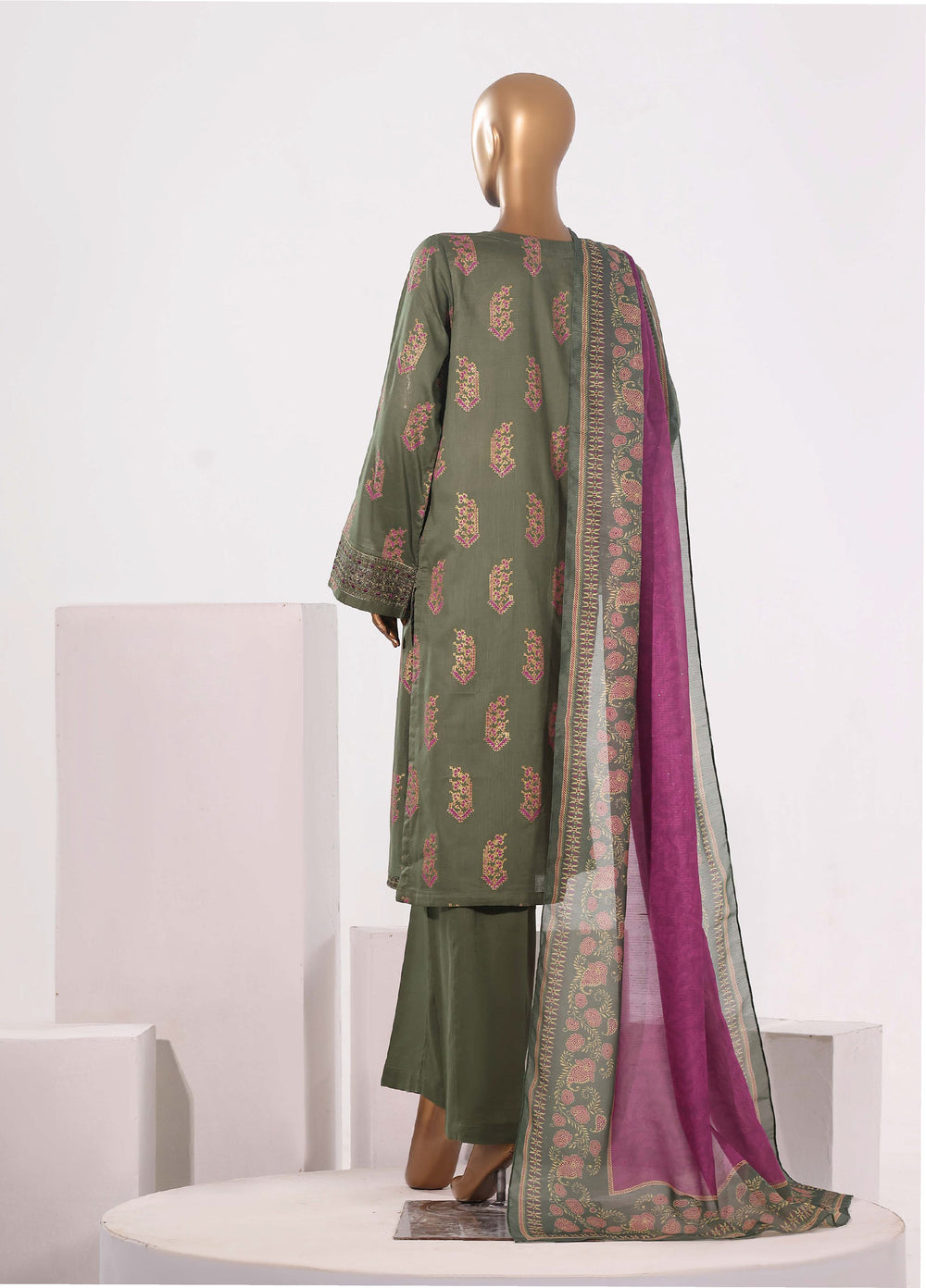 Block and Bloom by HZ Textiles RTW Embroidered Cotton 3 Piece Suit HZ26PCB SBE-003-3P - Casual Collection