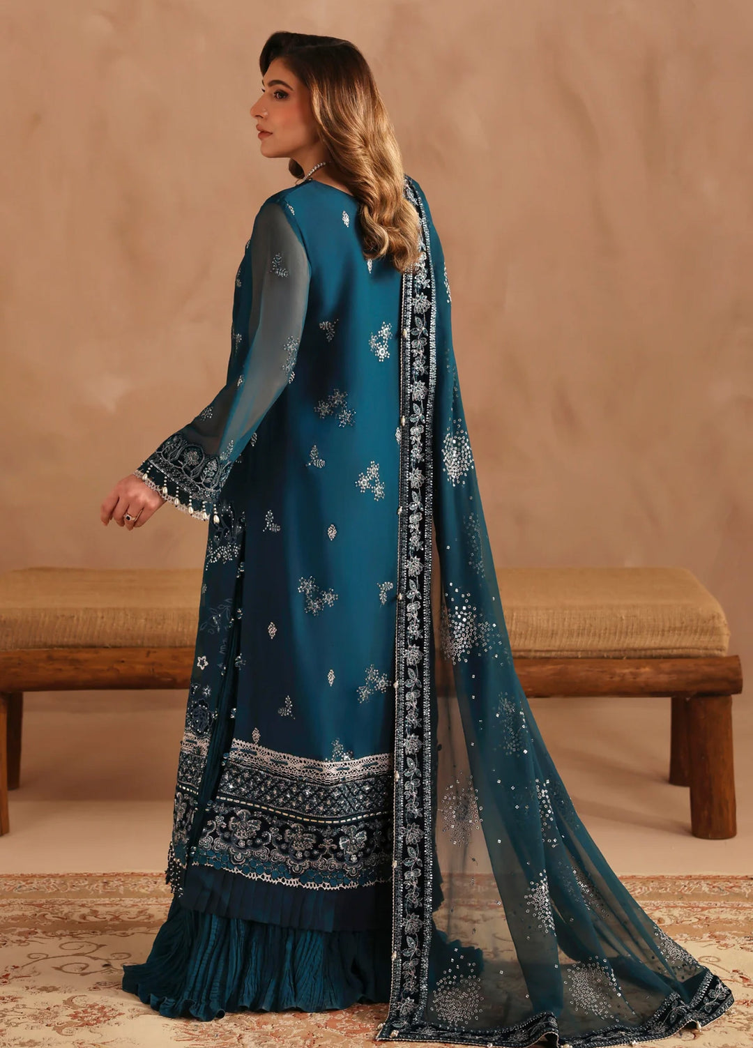 Neorah by Xenia Formals Unstitched Chiffon Embroidered 3 Piece Suit XE26UN D-02 KAIFIYA - Festive Collection