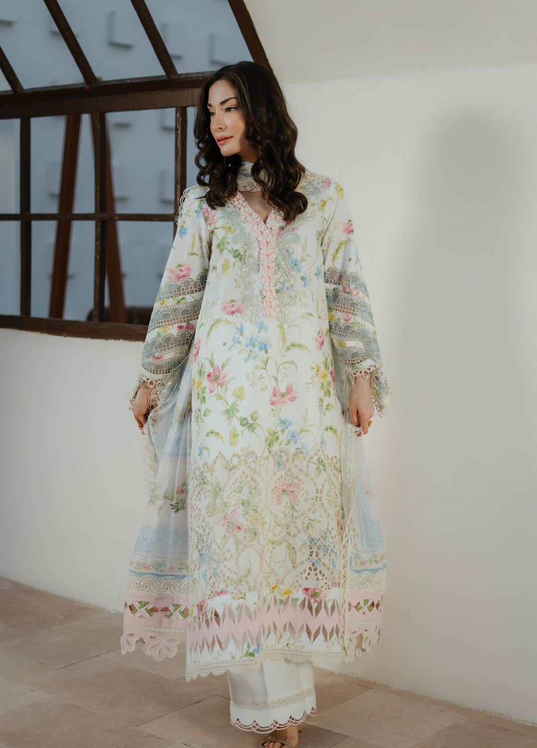Summer Dream by Manara Unstitched Embroidered Lawn 3 Piece Suit MN26USDL White Gaura -07 - Casual Collection