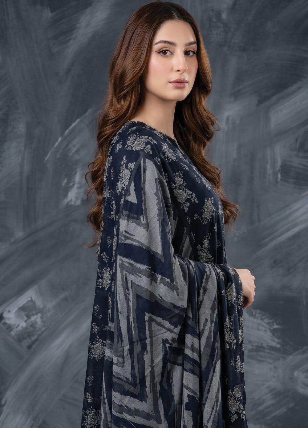 Black N White by Regalia Textiles Unstitched Printed Lawn 3 Piece Suit RG26UBNW D-05 - Casual Collection