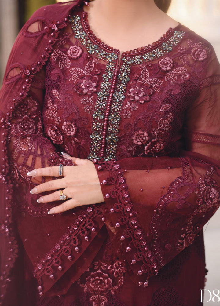 Maria B Unstitched Embroidered Chiffon 3 Piece Suit MB26UCF D8 - Festive Collection